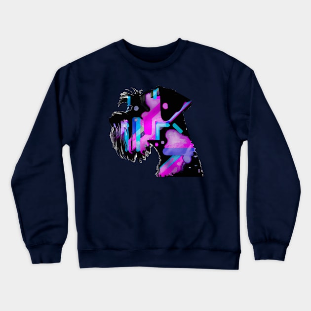 Miniature Schnauzer Futuristic Synthwave Artwork Crewneck Sweatshirt by Furrban